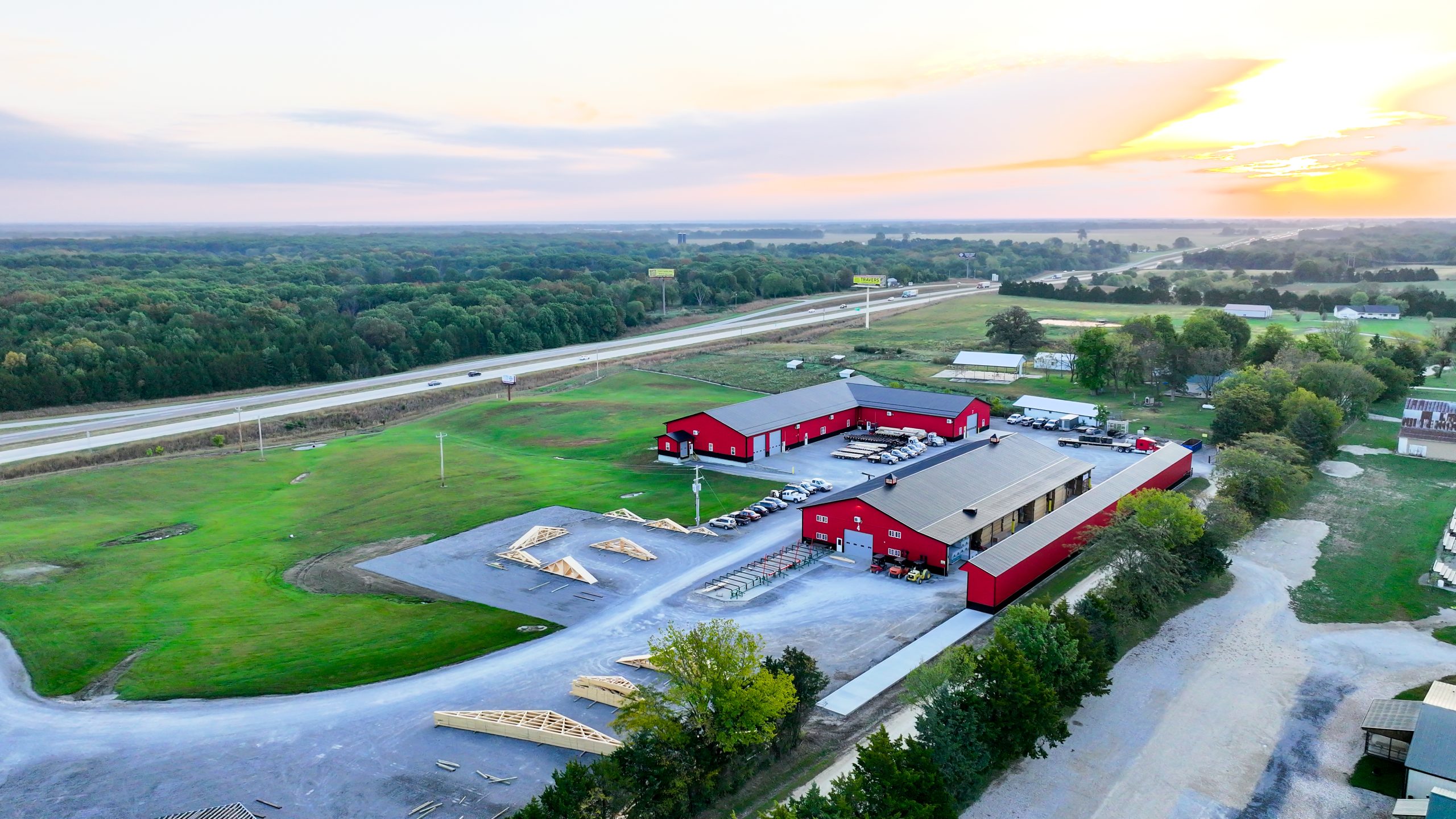 Aerial view of Kingdom Building Supply