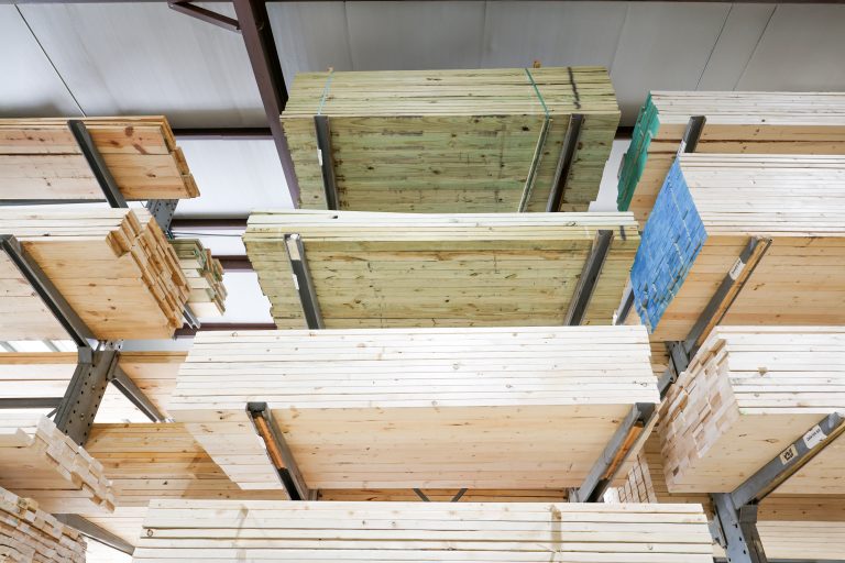 Rack of lumber at KBS